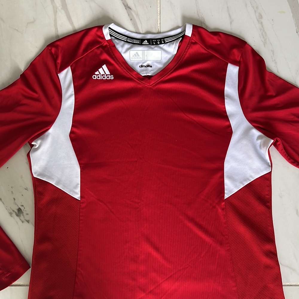Red adidas athletic long sleeve